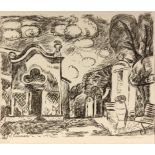 PURRMANN, HANSSpeyer 1880 - 1966 Basel Kapelle und Brunnen in Levanto. Litho 1965, handsigniert