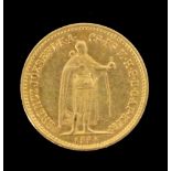 10 KRONEN GOLDMÜNZEUngarn, Franz Joseph I. 1894Aufrufpreis: 100 EUR

A 10 GOLD CROWN COINHungary,