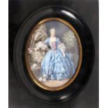 MINIATURnach Francois Boucher (Paris 1703-1770) Madame de Pompadour. Farbig auf Elfenbein gemalt.