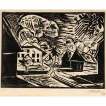 PECHSTEIN, HERMANN MAXZwickau 1881 - 1955 Berlin "Dorfstraße". Originaltitel Holzschnitt auf