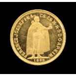 10 KRONEN GOLDMÜNZEUngarn, Franz Joseph I. 1899Aufrufpreis: 100 EUR

A 10 GOLD CROWN COINHungary,