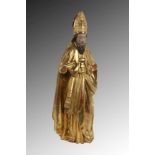 HEILIGER NIKOLAUS VON MYRA18./19.Jh. Geschnitzte und vergoldete Holzskulptur eine Bischofs mit