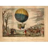 GLOBE AEROSTATIQUEParis 1783 Kolorierter Kupferstich von Claude Louis Desrais (Paris 1746-1816). Mit