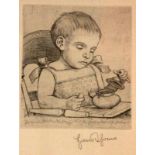 THOMA, HANS1839 Bernau - 1924 Karlsruhe Kind mit Zuckerdose. Radierung handsigniert und i.d.Platte