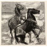 LIEBERMANN, MAX Berlin 1847 - 1935 Sich bäumende Pferde. Holzschnitt. 11,5x11,5cmAufrufpreis: 30 EUR