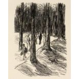 LIEBERMANN, MAX Berlin 1847 - 1935 Ausflügler im Hochwald. Holzschnitt. 12,4x8,4cmAufrufpreis: 30