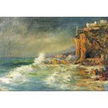 GIANINI (?)Italienischer Maler um 1900 Italienische Küstenlandschaft. Im Hintergrund befestigte
