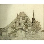 SCHWEIZER BAUERNHAUSBiedermeier Stickbild, 19.Jh. Ca.20x26cm, Ra.Aufrufpreis: 180 A SWISS FARM