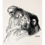 KOLLWITZ, KÄTHEKönigsberg 1867 - 1945 Moritzburg "Mutter mit Kinder". Zinkätzung nach einer