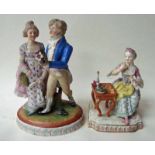 A 19th century continental porcelain group as a Gallant presenting his Lady with a posy of