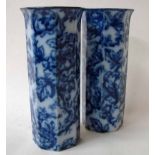 A pair of early 20th century Losol Ware octagonal Vases, blue and white decorated in the Cavendish