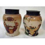 A pair of 19th century stoneware Tobacco Jars of baluster form with metal covers, by James Stiff and