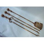 A good quality set of 19th century cast brass Fire Irons with ball finial handles, consisting of