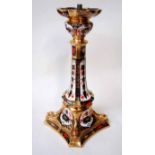 A large late 20th century Royal Crown Derby candlestick decorated in the Imari pattern, No. 1128,