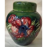 A Walter Moorcroft pottery Ginger Jar and cover of ovoid form, tubeline decorated in the Anemone