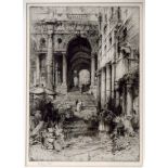 Hedley Fitton (1859-1929) The Little Market Vicenza, etching, pencil signed in the margin, published