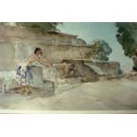 After Sir William Russell Flint (1880-1969) Isabella of Lucenay, coloured print, signed in pencil,