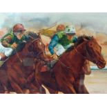 Alan Brassington (20th century), watercolour, The Finish at Aintree, signed & dated 1997, 38cm by