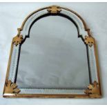 An attractive 19th century wall mirror of rectangular arch top form, the glass plate set within a