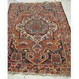 A Bakhtiyar Turkish wool rug, circa 1920, handmade, central medallion and foliate field within