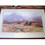 After David Shepherd (b.1931) Highland Cattle, limited edition colour print, pencil signed by the