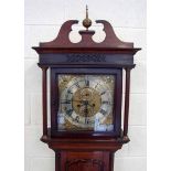 James Sandiford, an 18th century oak longcase clock, the hood with swan neck pediment with brass