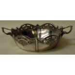 A WMF silver plated two handled fruit bowl of lobed and dished form, wavy rim with bead moulding,