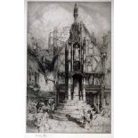 Hedley Fitton (1859-1929) Winchester Cross, etching, pencil signed in the margin, 50cm by 31cm