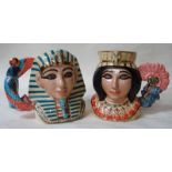 A pair of Royal Doulton figural character jugs, Tutankhamun, D7218 and Ankhesenamun, D7127,