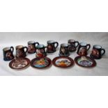 Great Yarmouth Potteries Norfolk, a collection of nine tankards and four plates depicting East Coast