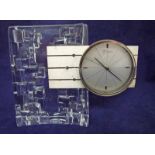 Daum France, a moulded crystal glass mantel clock, circa 1965, Thor model, heavy glass base with