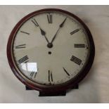 A Victorian mahogany cased circular wall clock, school type, 31cm diameter, black Roman numerals,