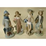 A set of Lladro porcelain figures, all girls, depicting four seasons, the tallest 21cm (4)