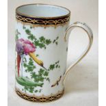 A Sampson Worcester mug, straight sided cylindrical form with loop handle, hand painted in the round