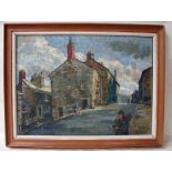 Stella Platt (b.1913), Windy Street, Chipping, oil on board signed lower left, 55cm by 75cm