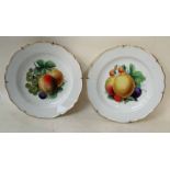 A set of six Meissen style porcelain dessert plates, centrally painted in polychrome enamels with