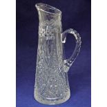 A Baccarat clear glass water jug, late 20th century, tapering cylindrical form, cut facetted and