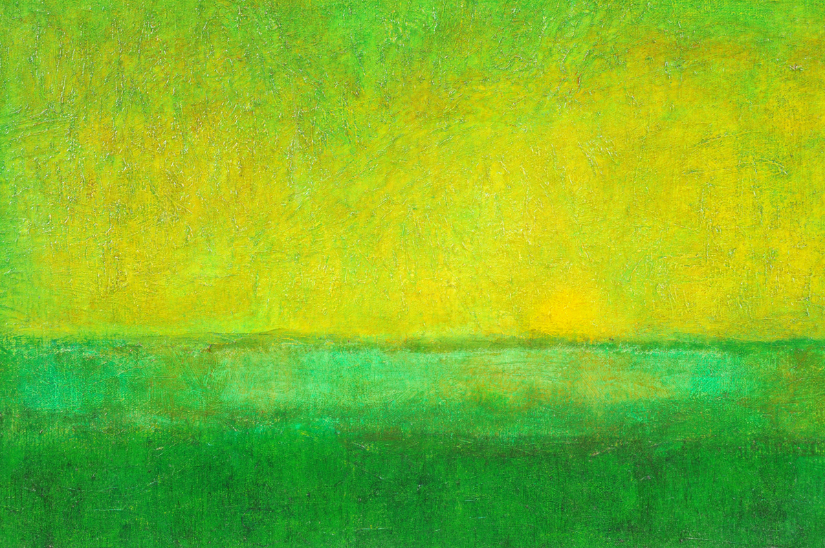 AMERICAN SCHOOL (20th Century) A PAINTING, "Sunrise," oil on canvas, signed L/R. 19 1/2" x 29 1/2" - Image 4 of 5