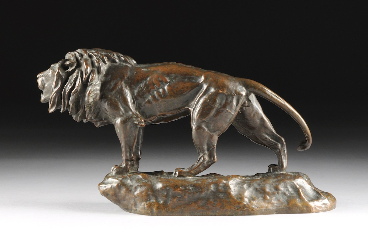 after GEORGE H. STORCK (American 19th Century), A PATINATED BRONZE SCULPTURE, "Roaring Lion," signed - Image 3 of 7