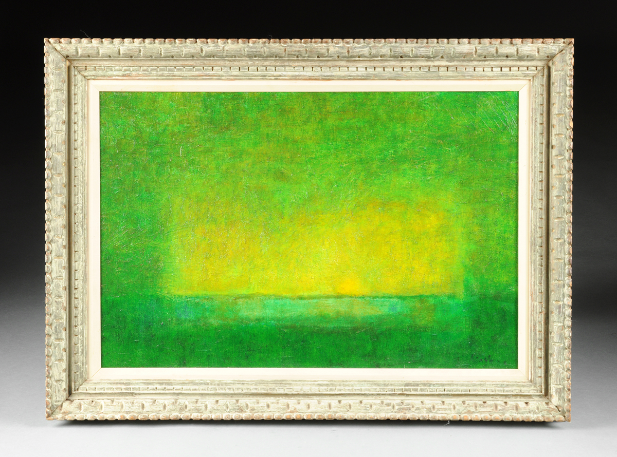 AMERICAN SCHOOL (20th Century) A PAINTING, "Sunrise," oil on canvas, signed L/R. 19 1/2" x 29 1/2" - Image 2 of 5