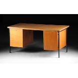 FLORENCE KNOLL (American b. 1917) A WALNUT, LAMINATE AND STEEL "SERIES 1500" DESK, FOR KNOLL