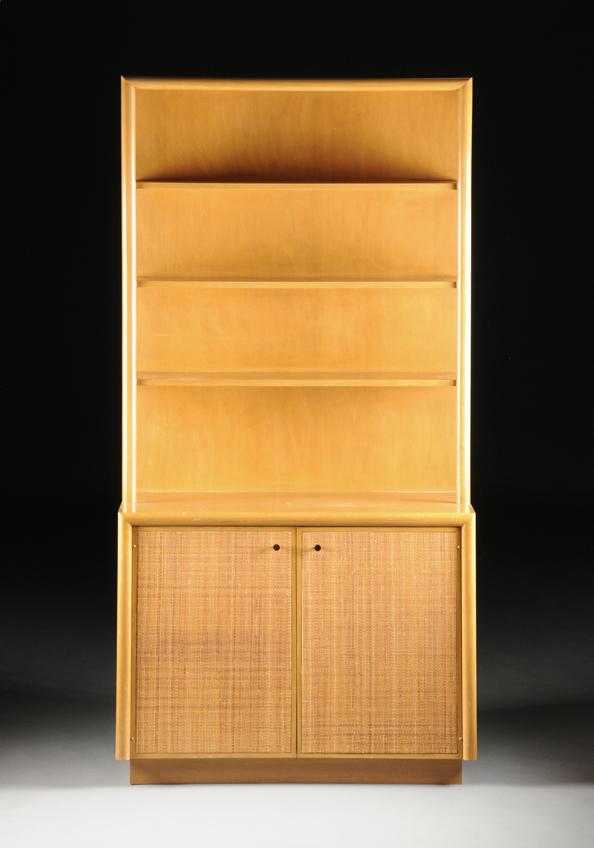 ELIAS SVEDBERG (Swedish 1913-1987) A SYCAMORE, MAPLE, AND CANE BOOKCASE, FOR NORDISKA KOMPANIENT,