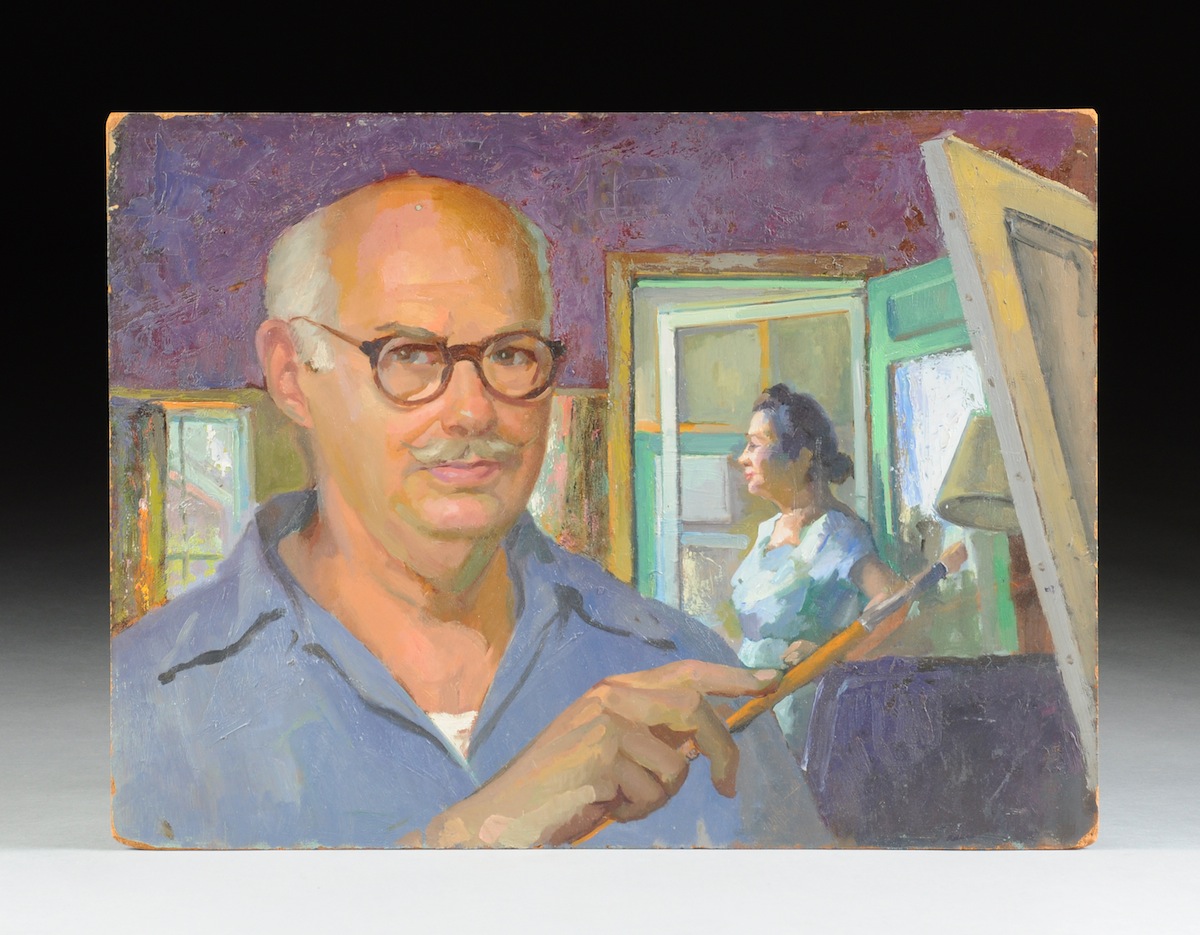 JOSEPH NEWMAN (American 1890-1979) A PAINTING, "Self Portrait," acrylic on masonite, estate - Image 2 of 11