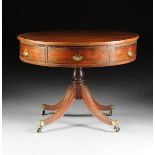 A GEORGE III BOXWOOD STRING INLAID MAHOGANY DRUM TABLE, CIRCA 1800, the circular top with rosewood