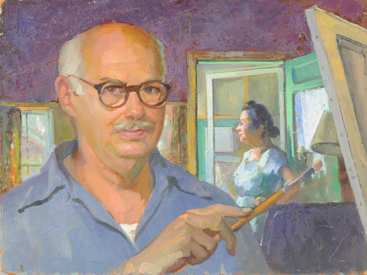 JOSEPH NEWMAN (American 1890-1979) A PAINTING, "Self Portrait," acrylic on masonite, estate