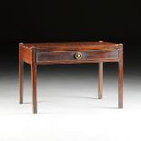 A GEORGE III MAHOGANY SIDE TABLE, CIRCA 1800, in the Sheraton style, with a rectangular top above