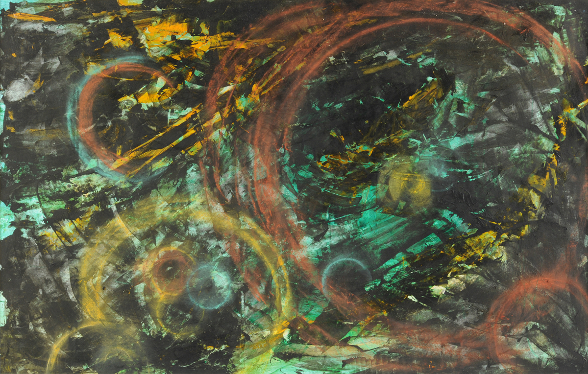 CHARLES SELIGER (American 1926-2009) A PAINTING, "Cosmos," acrylic on paper. 28" x 40"