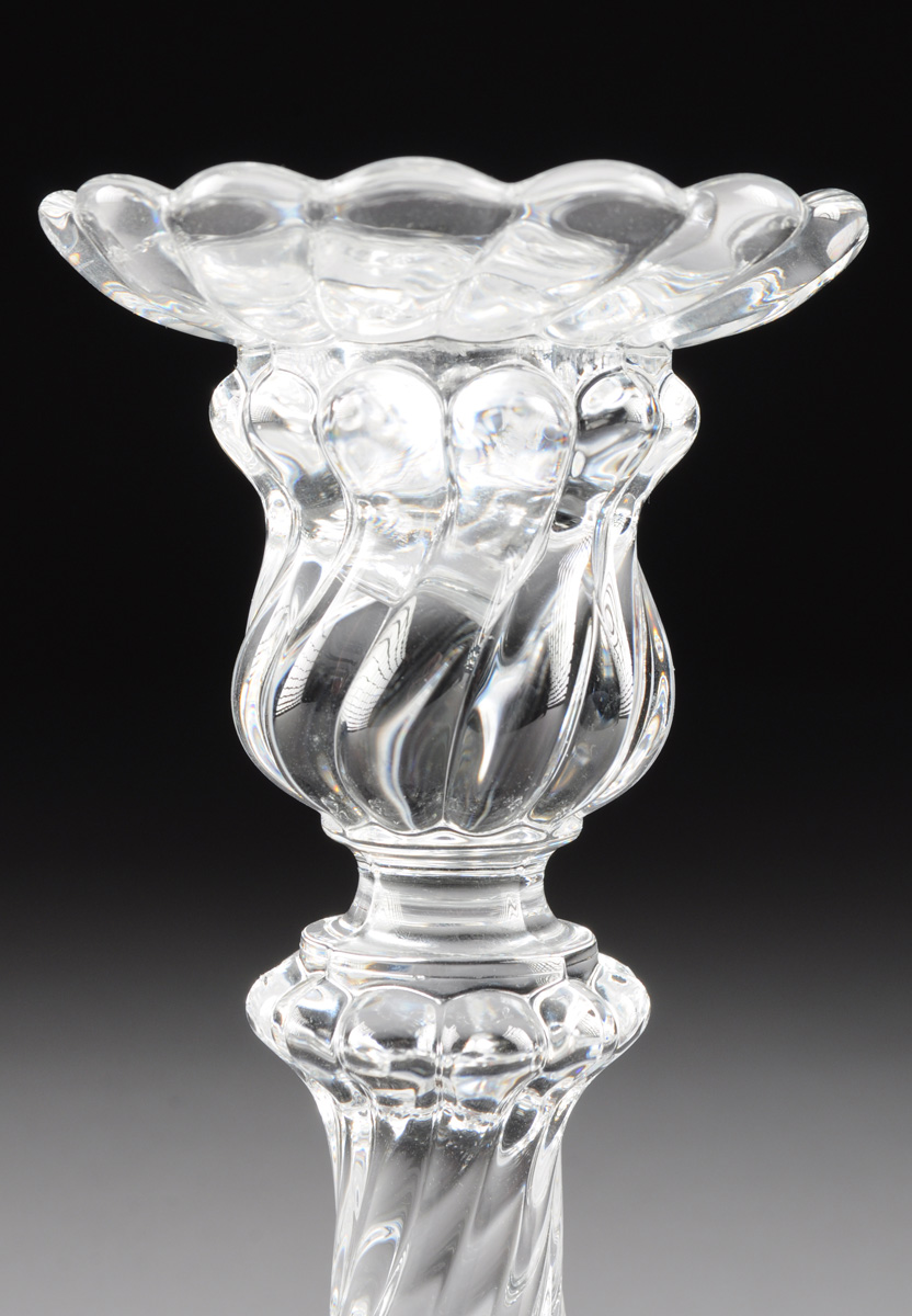 A PAIR OF BACCARAT MOLDED CLEAR CRYSTAL CANDLESTICKS, BACCARAT, FRANCE, MODERN, of baluster form - Image 2 of 6