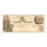 A TEXAS REMAINDER NOTE WITH DANIEL BOONE VIGNETTE, CIRCA 1830, finely engraved by Draper, Toppan,