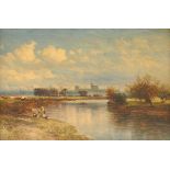 WILLIAM E. HARRIS (British 1856-1929) A PAINTING, "A View of Windsor from the Thames," oil on